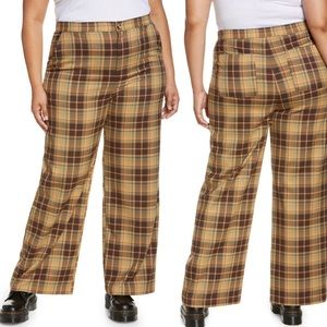 BP Nordstrom Womens Pants Brown Ombré 2X Polyester Blend Plaid High Waist